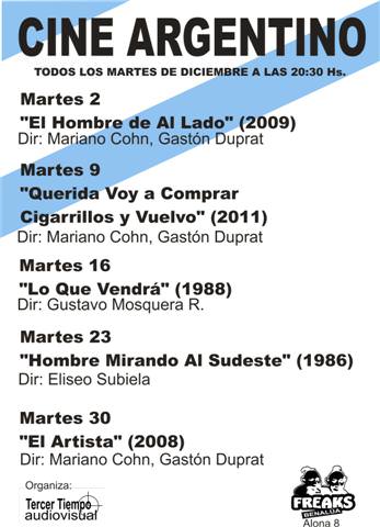 Ciclo de cine argentino y un sinfín de propuestas, estas Navidades en el Freaks en CINE 