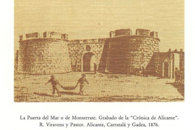 Grabado de la antigua Puerta del Mar