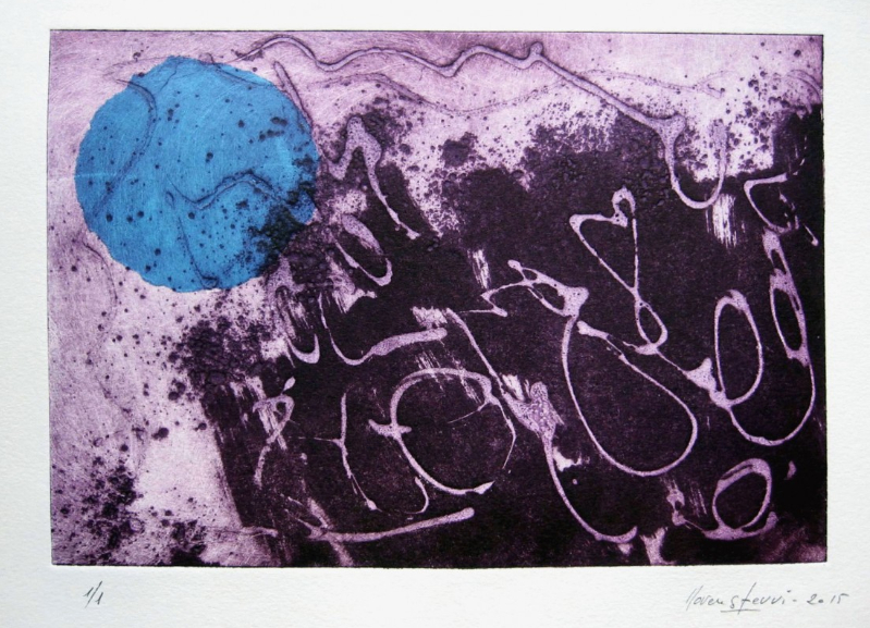 Abstracció amb cercle blau