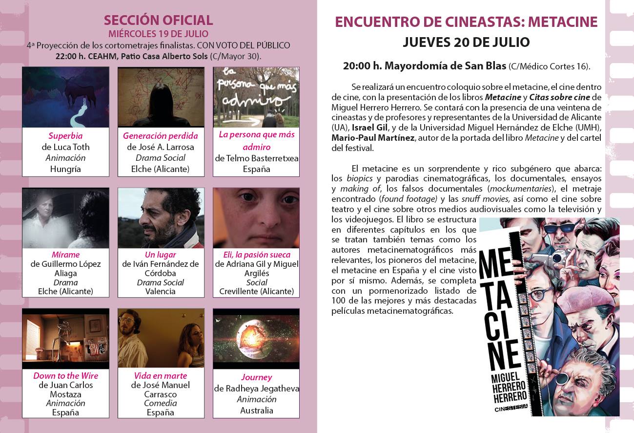 Miguel Herrero presenta el libro 'Metacine' en el Festival de Cine de Sax en CINE 
