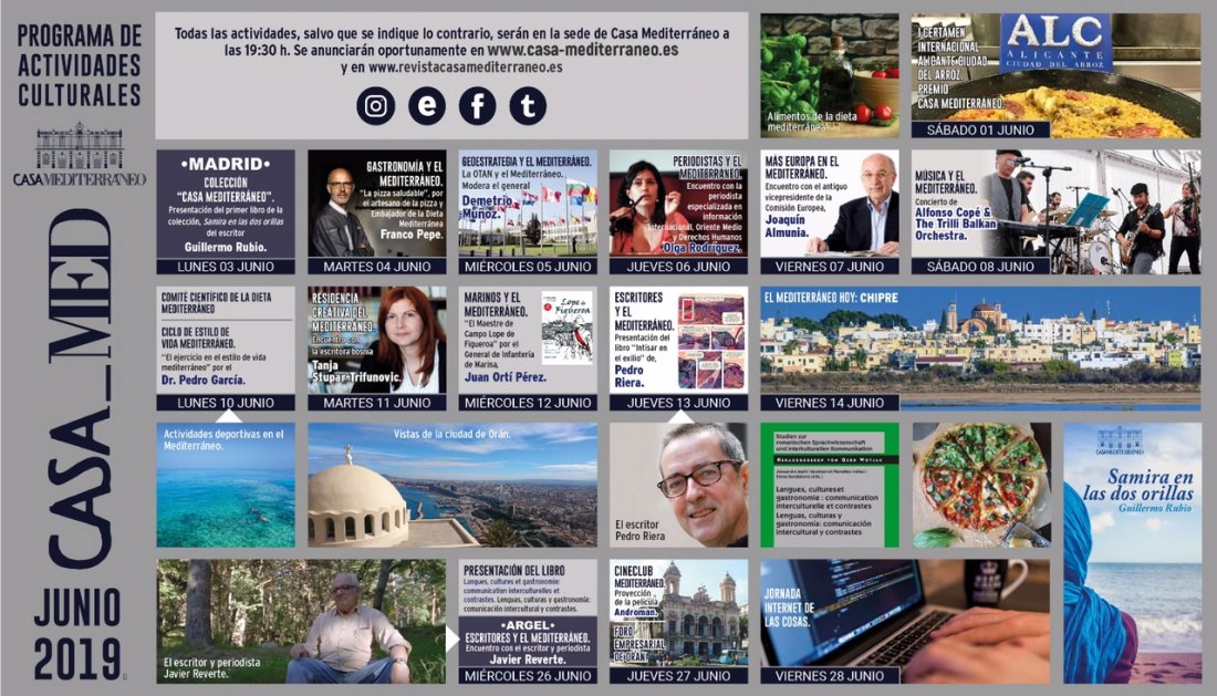 Literatura y gastronomía centran el programa de junio de Casa Mediterráneo en CONFERENCIAS