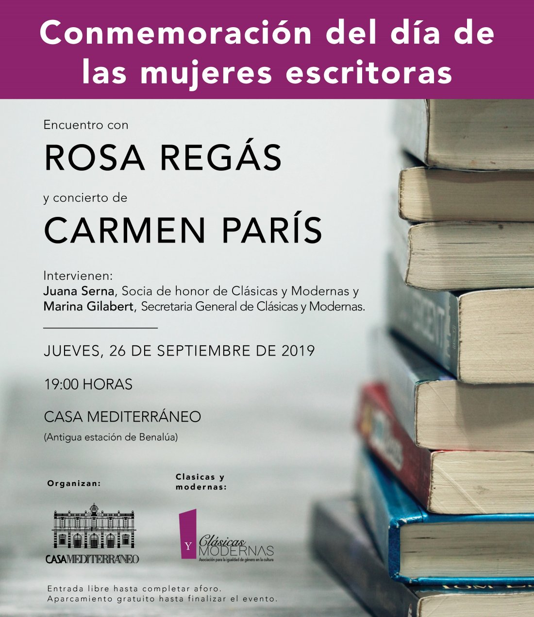 Rosa Regás y Carmen París celebran el Día de las Mujeres Escritoras en Casa Mediterráneo en LETRAS MÚSICA 