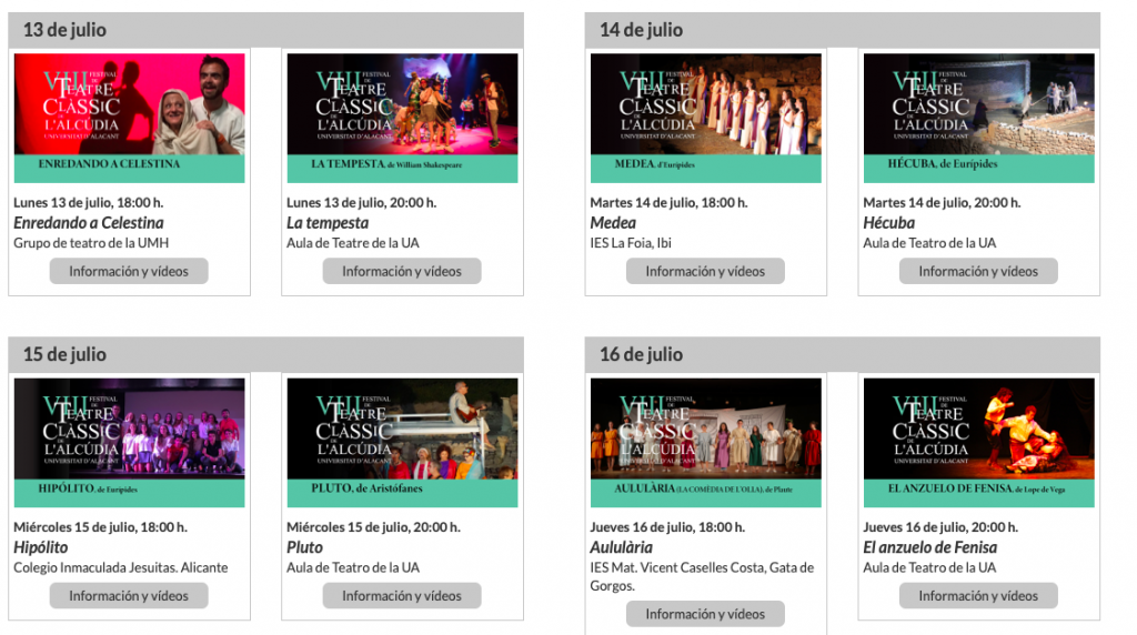 El Festival de Teatro Clásico de L'Alcúdia se celebrará en formato digital en ESCENA 