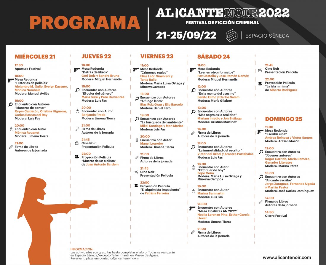 Alicante Noir arranca con más de 40 invitados y 30 actividades sobre el género de ficción criminal en DESTACADOS LETRAS 