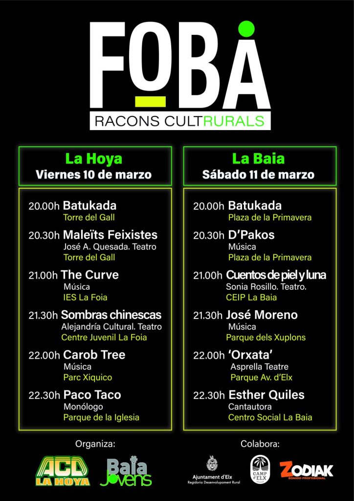 Nace el movimiento ‘Cultrural’ del Camp d’Elx con el festival ‘FOBA. Racons cultrurals’  en MÚSICA 