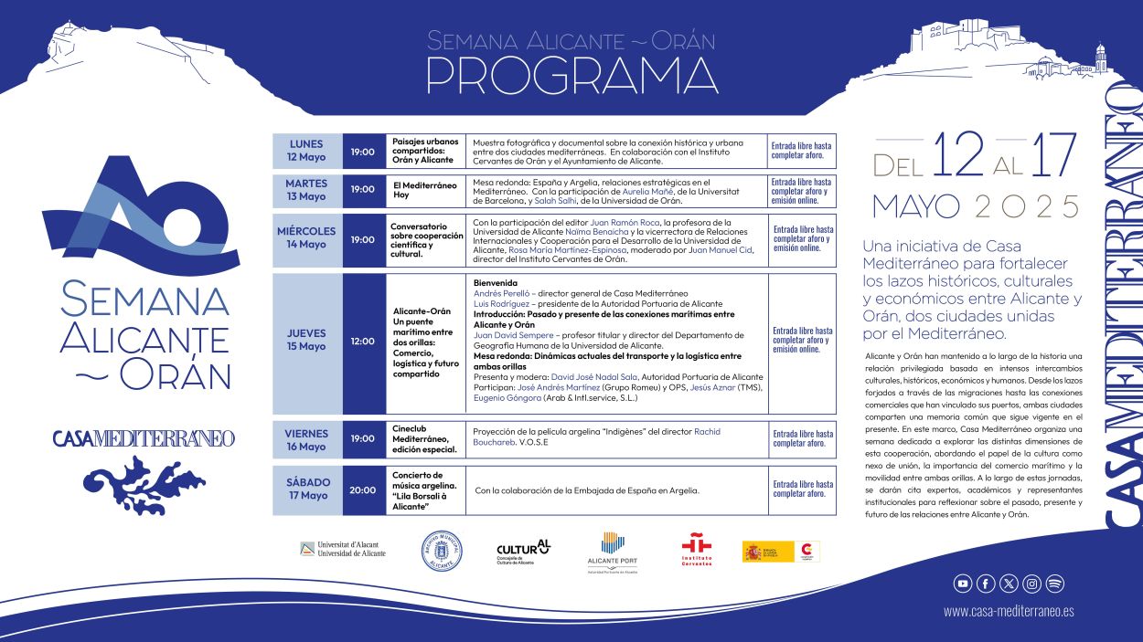 Casa Mediterráneo organiza la Semana Alicante-Orán para reforzar los vínculos entre ambas ciudades en CONFERENCIAS DESTACADOS MÚSICA
